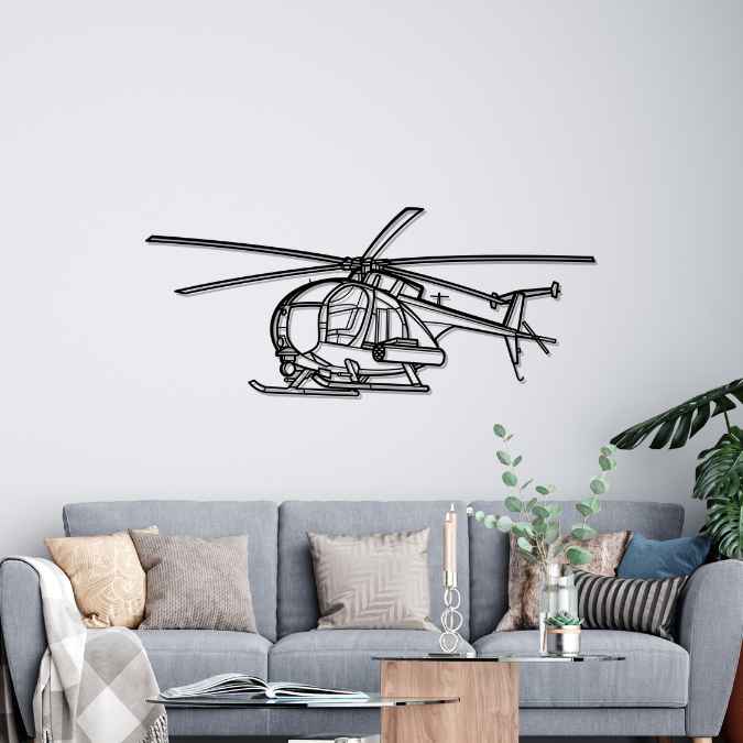 MH-6 Little Bird Angle Silhouette Metal Wall Art