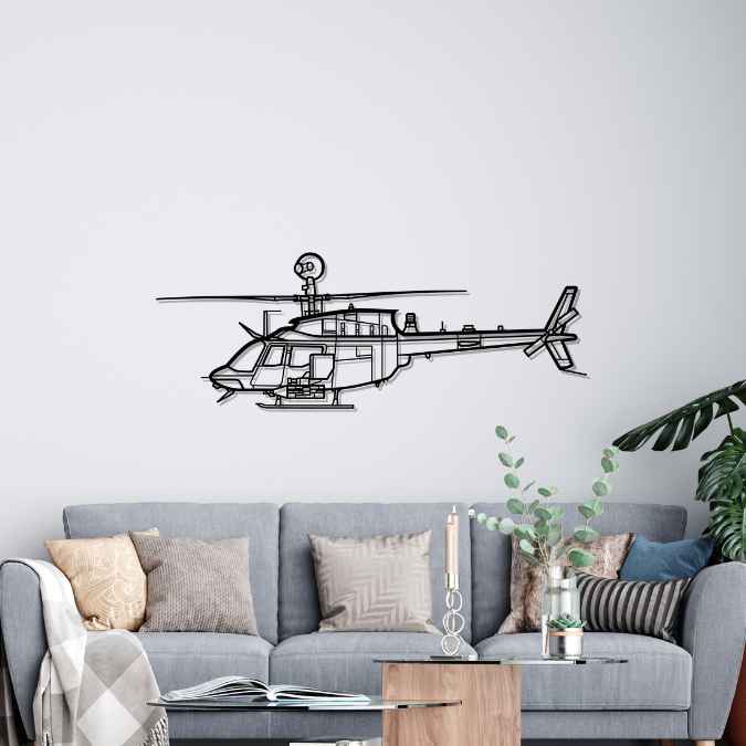 OH-58E Kiowa Warrior Silhouette Metal Wall Art
