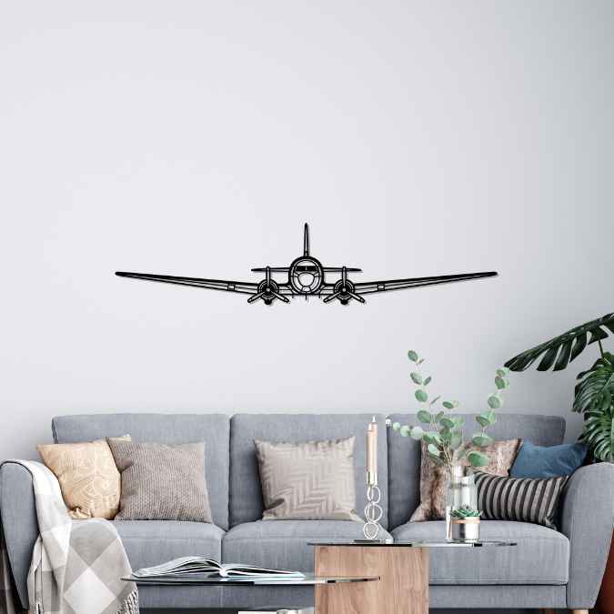 DC-3 Front Silhouette Metal Wall Art