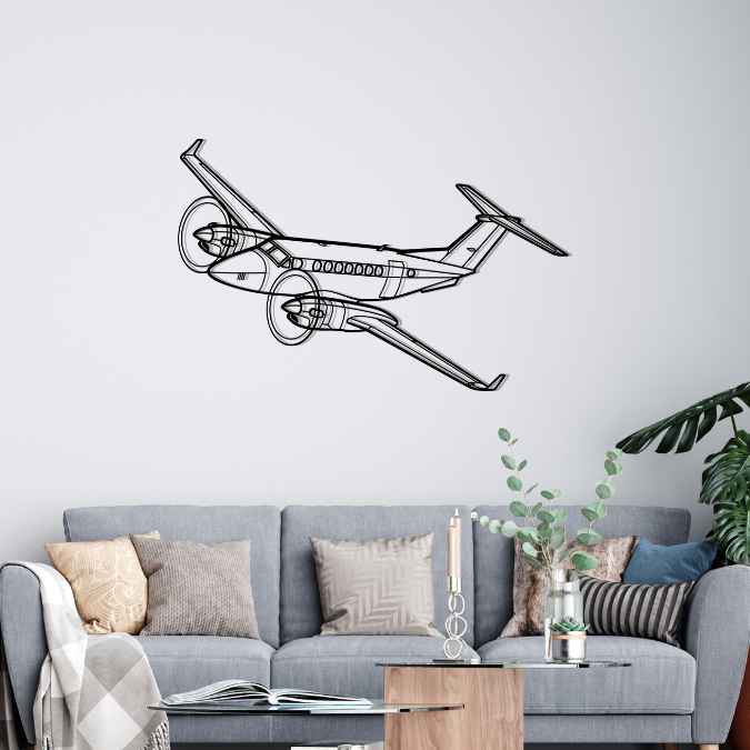 King Air 360 Front Angle Silhouette Metal Wall Art