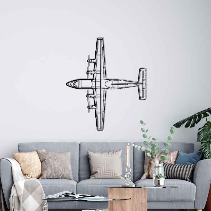 Dash 7 DHC-7 Top Silhouette Metal Wall Art