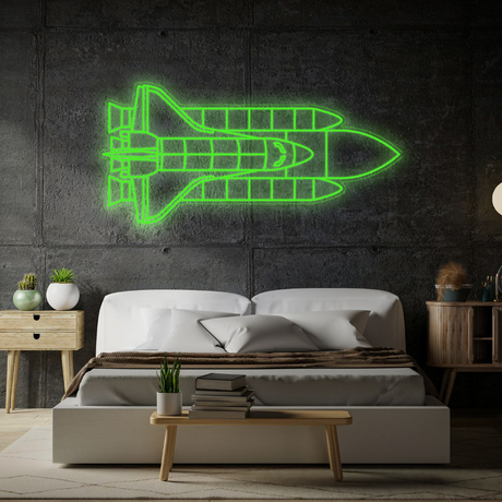 Space Shuttle System Neon Silhouette