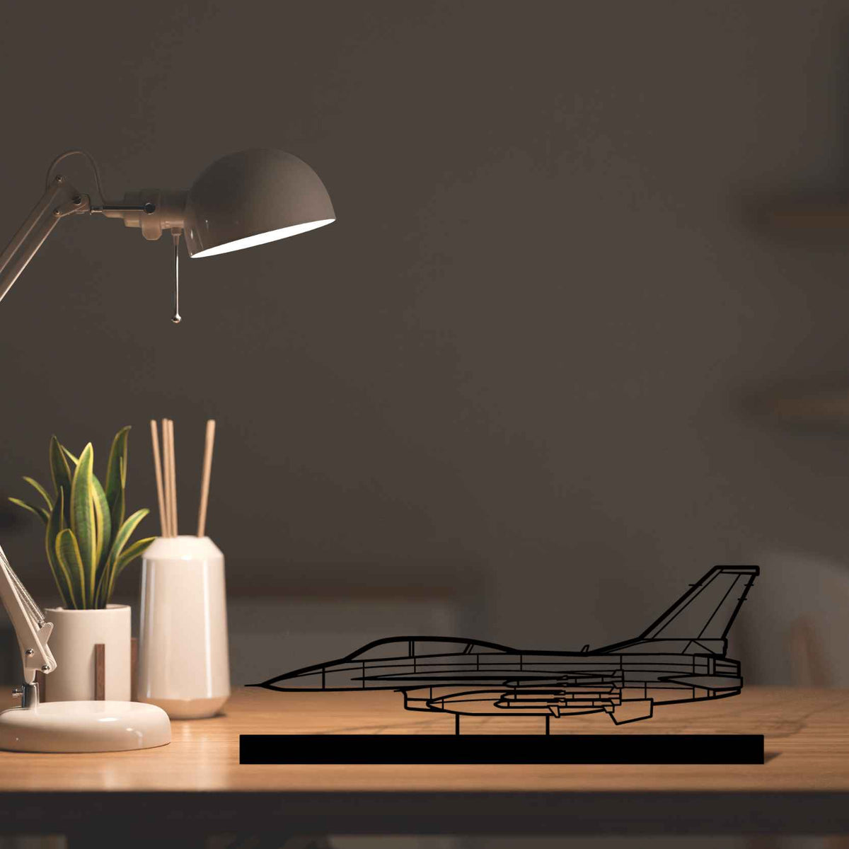 F-16D Silhouette Metal Art Stand