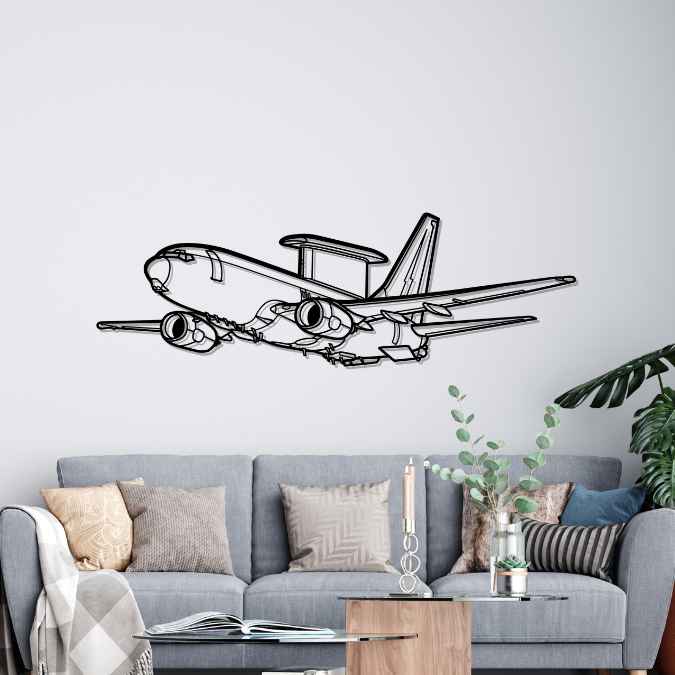 E-7 Wedgetail Angle Silhouette Metal Wall Art