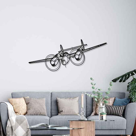 P-38J Lightning 1944 Angle Silhouette Metal Wall Art