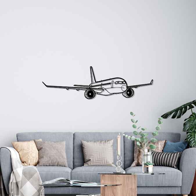 A220-300 Angle Silhouette Metal Wall Art