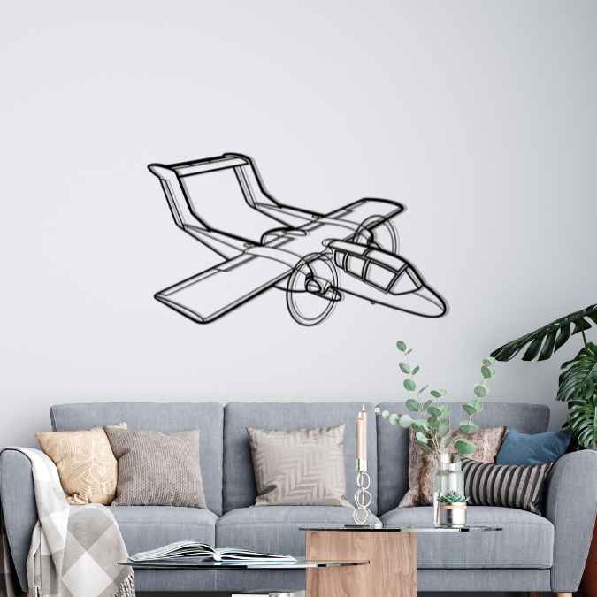 OV-10 Bronco Front Angle Silhouette Metal Wall Art