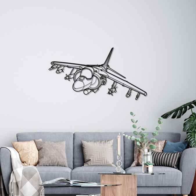 AV-8B Harrier VMA-214 Blacksheep Angle Silhouette Metal Wall Art