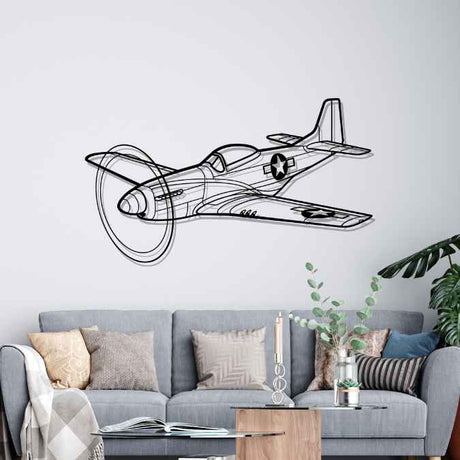 P-51 Mustang Angle Silhouette Metal Wall Art