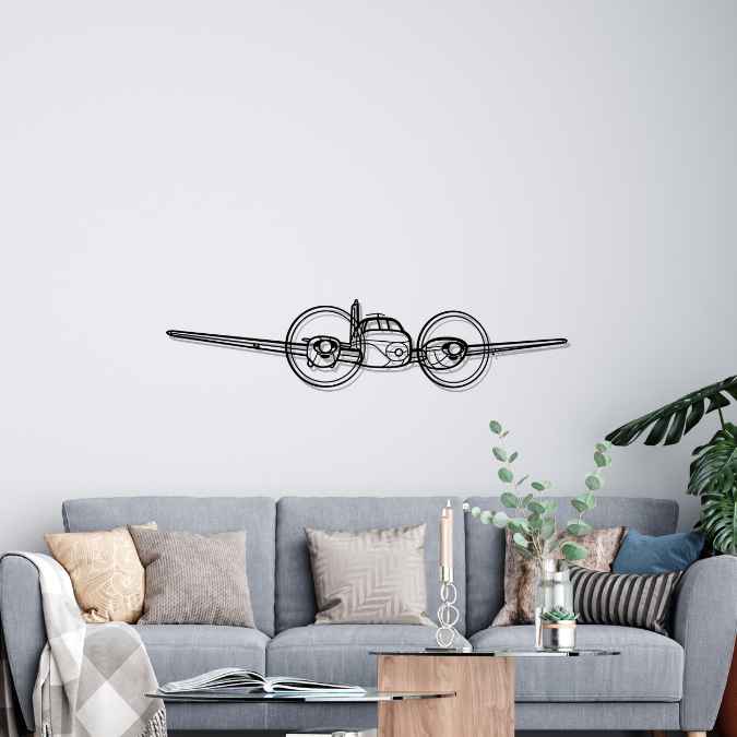 Twin Bonanza D50B 1959 Angle Silhouette Metal Wall Art – aircraftvibes