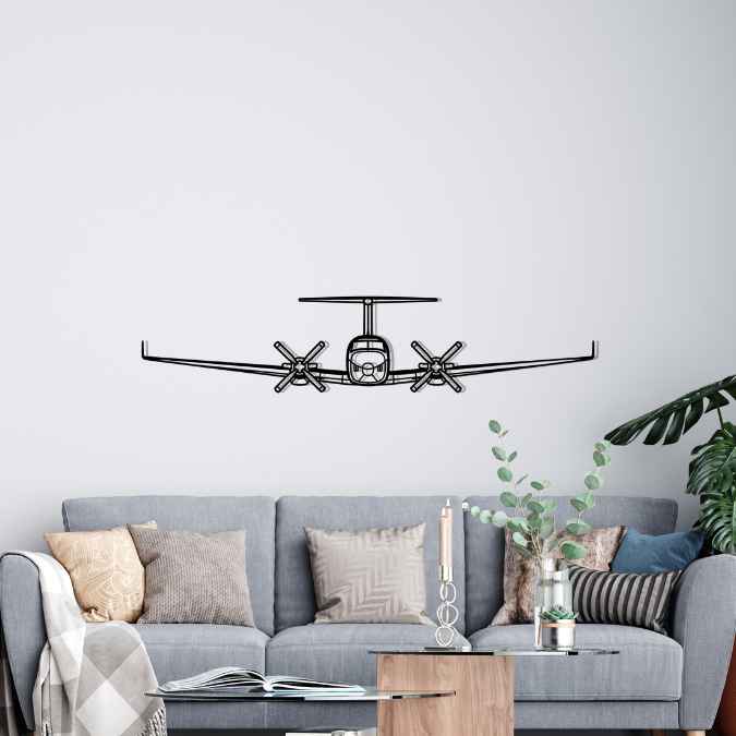 King Air 200 Front Silhouette Metal Wall Art