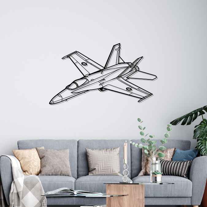 FA 18C Super Hornet Angle Silhouette Metal Wall Art