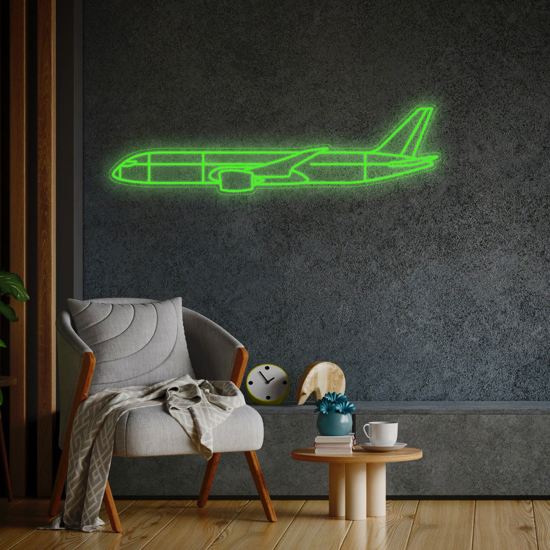 B787 Dreamliner Neon Silhouette