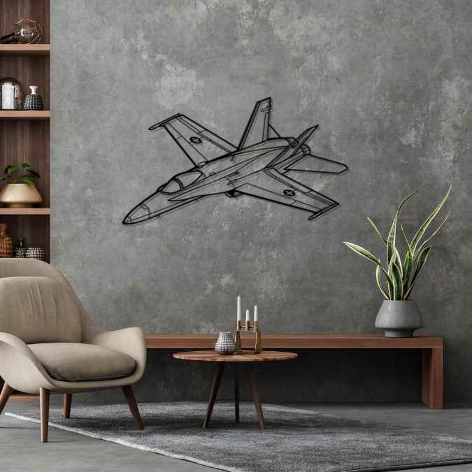 FA 18C Super Hornet Angle Silhouette Metal Wall Art