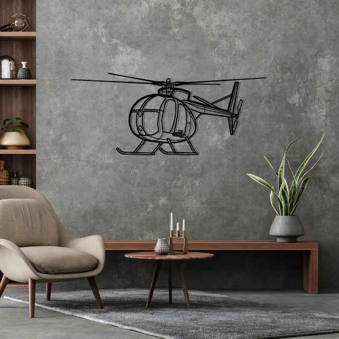 OH-6 Cayuse Angle Silhouette Metal Wall Art