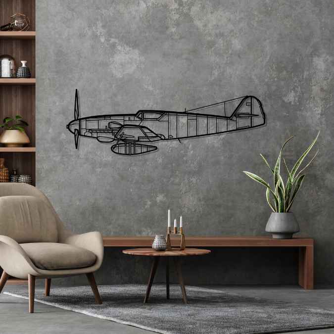 BF 109 K-4 Silhouette Metal Wall Art