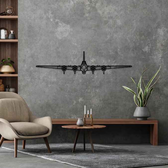 B-17 Flying Fortress Front Silhouette Metal Wall Art
