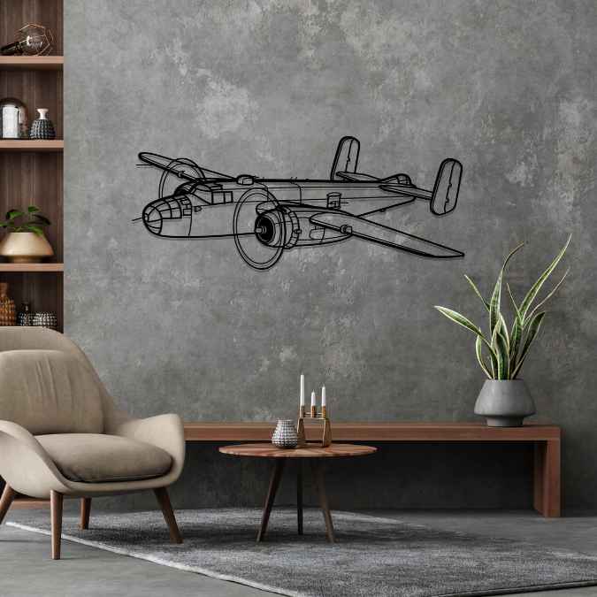 B-25J Angle Silhouette Metal Wall Art