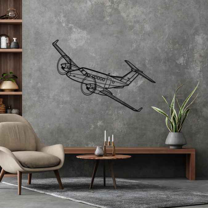 King Air 300 Angle Silhouette Metal Wall Art