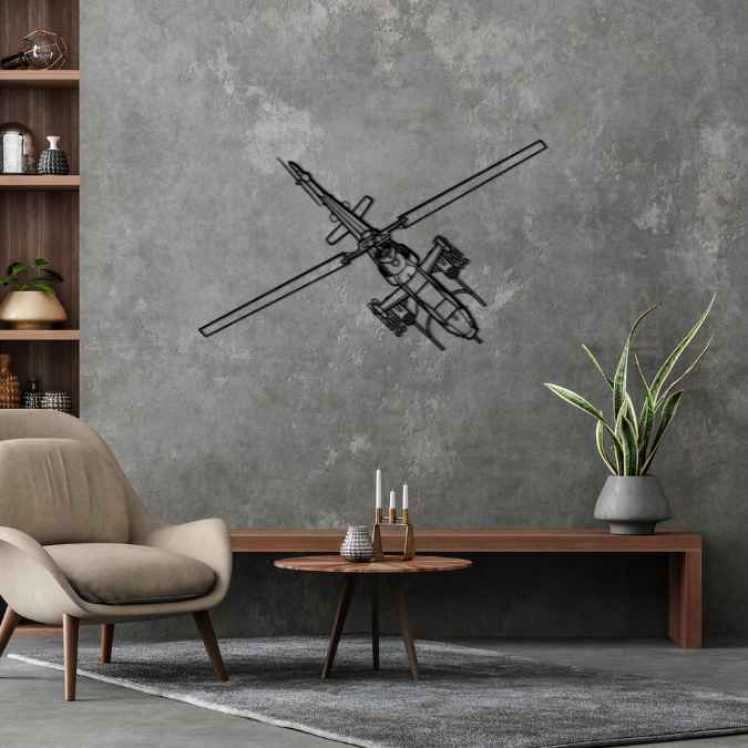 AH-1F Cobra 1988 Angle Silhouette Metal Wall Art