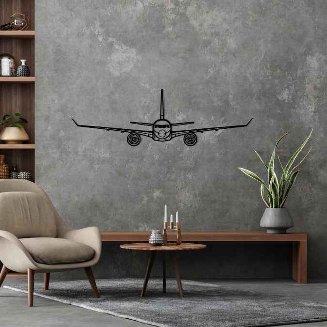 A220-300 Front Silhouette Metal Wall Art