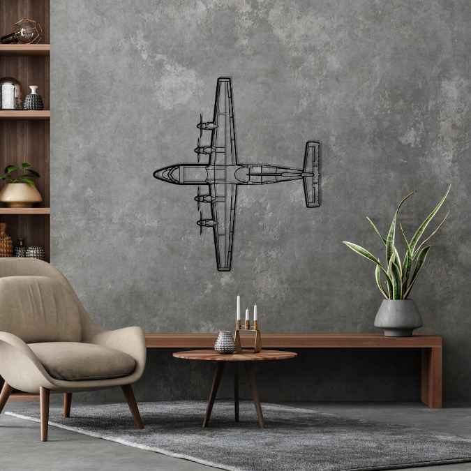 Dash 7 DHC-7 Top Silhouette Metal Wall Art