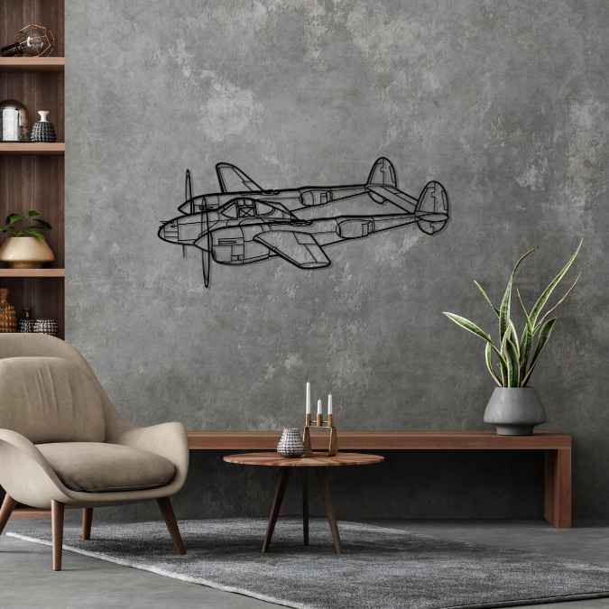 P-38 Lightning Angle Silhouette Metal Wall Art