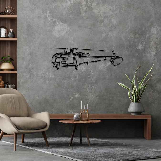 SA316B Alouette Il Securite Civile Silhouette Metal Wall Art