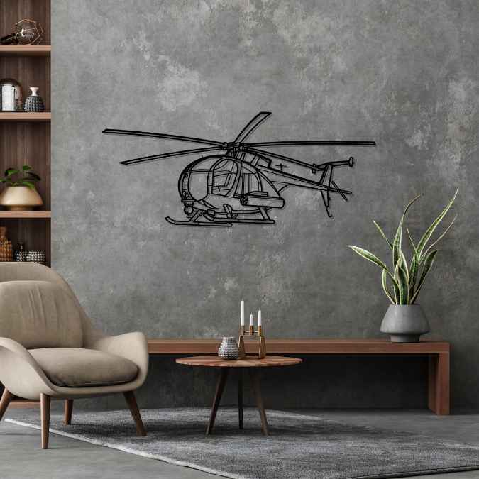 MH-6 Little Bird Angle Silhouette Metal Wall Art