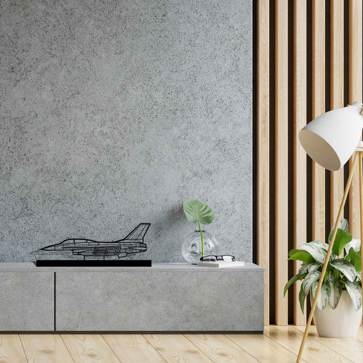 F-16D Silhouette Metal Art Stand