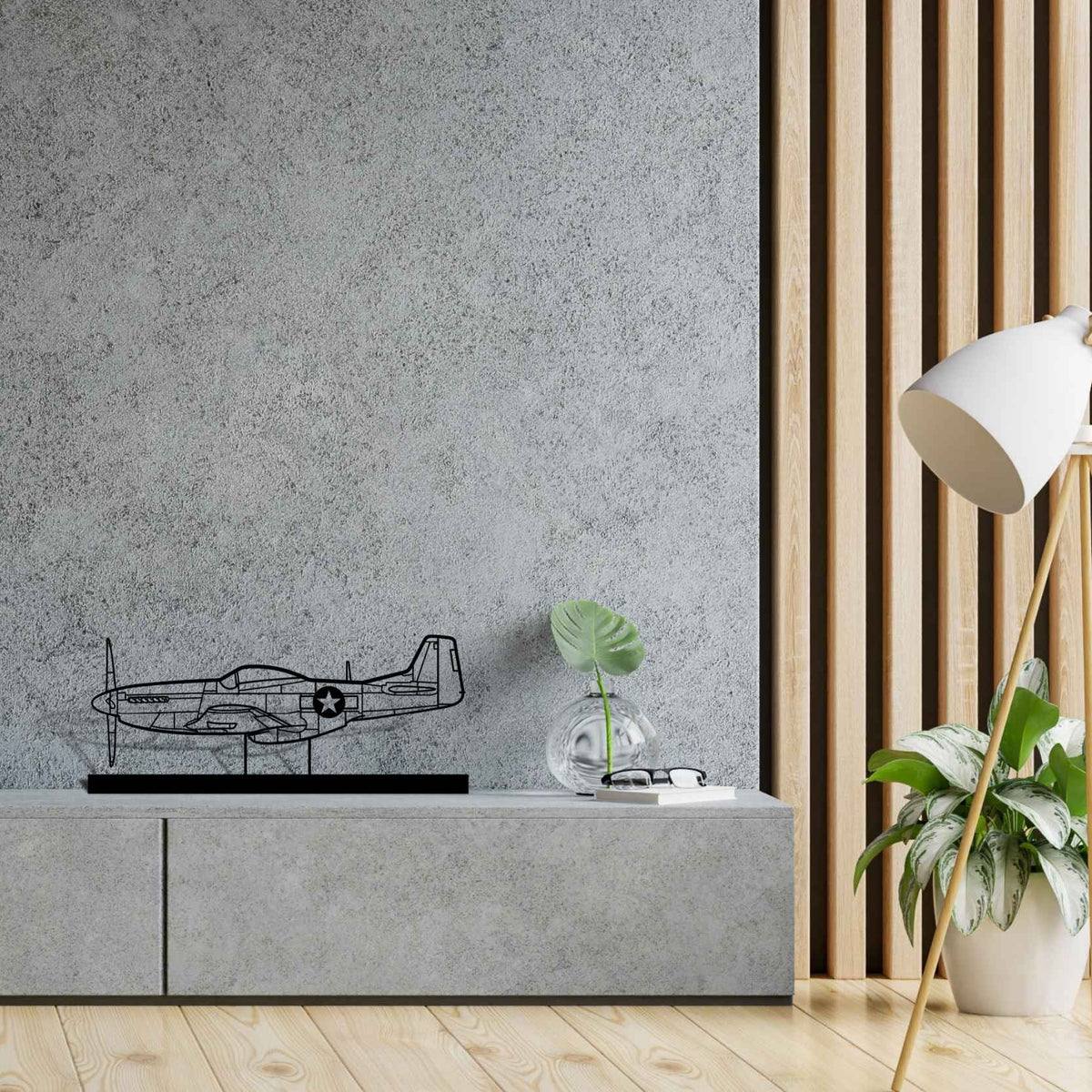 P-51 Mustang Silhouette Metal Art Stand