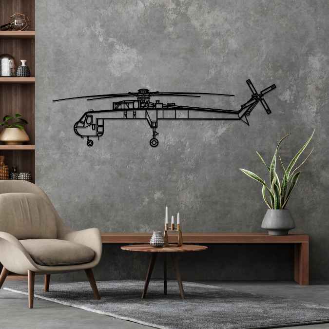 S-64 Skycrane Silhouette Metal Wall Art
