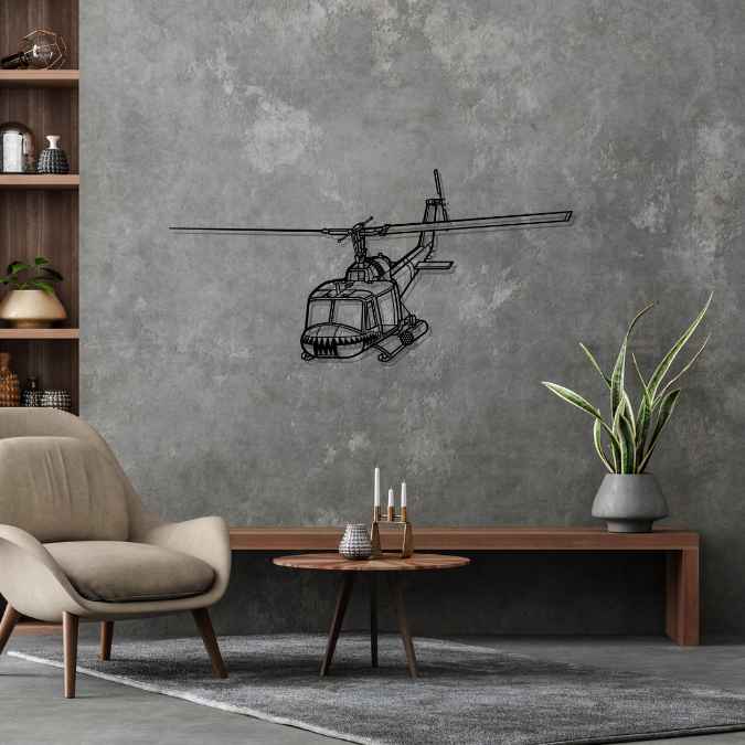 UH-1 Iroquois Huey Angle Silhouette Metal Wall Art