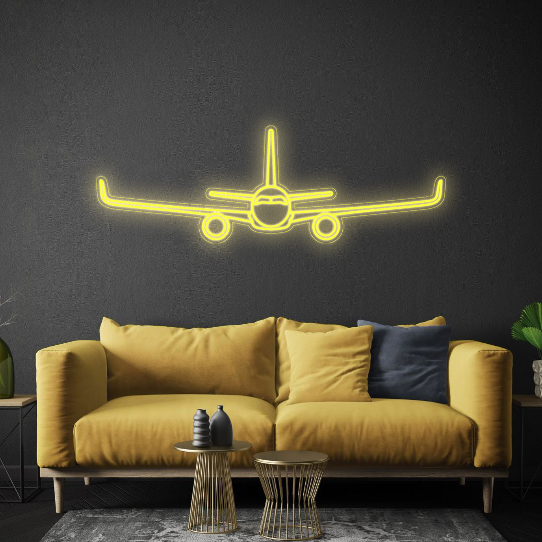 A321 Front Neon Silhouette