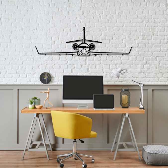 Falcon 2000LXS Front Silhouette Metal Wall Art