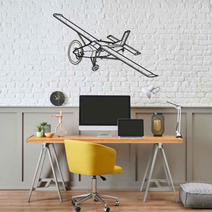 PC-6 Front Angle Silhouette Metal Wall Art