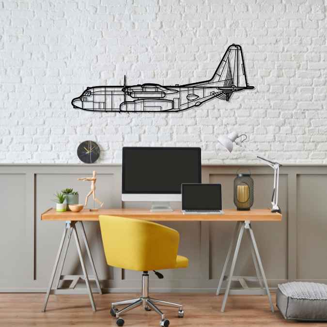 EC-130 Compass Call Silhouette Metal Wall Art