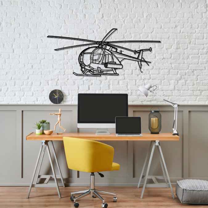 MH-6 Little Bird Angle Silhouette Metal Wall Art