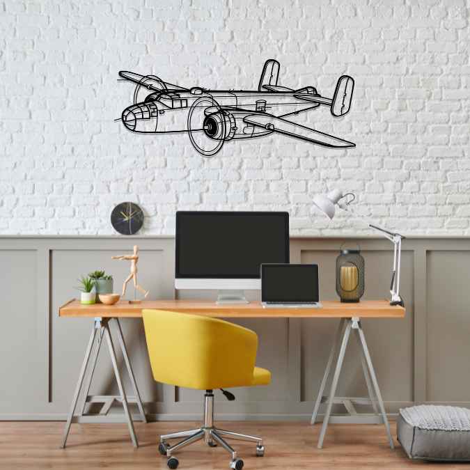 B-25J Angle Silhouette Metal Wall Art