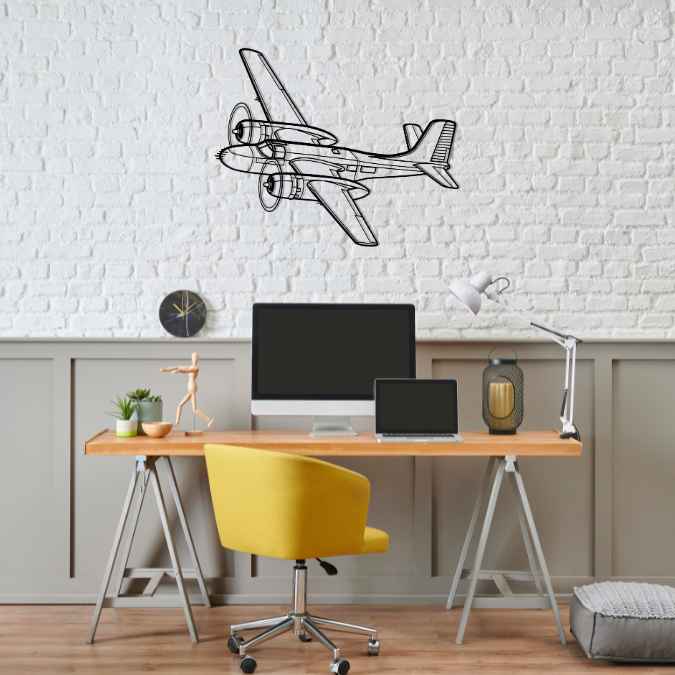 A-26 Invader 1944 Angle Silhouette Metal Wall Art