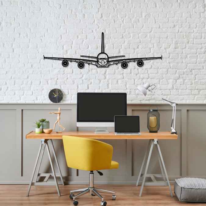 A380 Front Silhouette Metal Wall Art