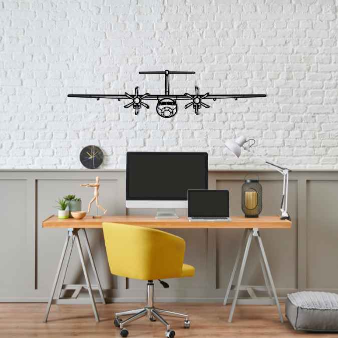 Dash 8 - Q400 Front Silhouette Metal Wall Art