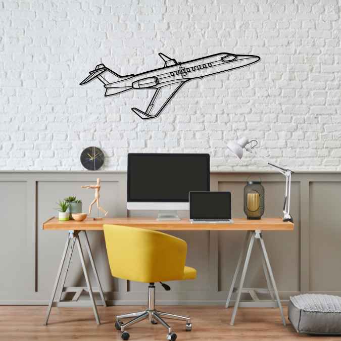 Learjet 40 Angle Silhouette Metal Wall Art