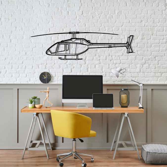 505 Jet Ranger X Silhouette Metal Wall Art