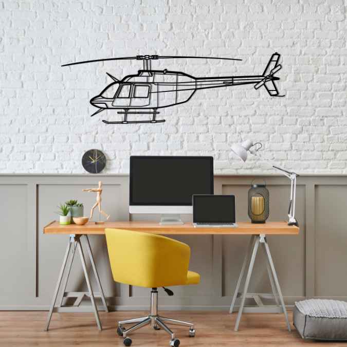 206B-3 JetRanger III Silhouette Metal Wall Art