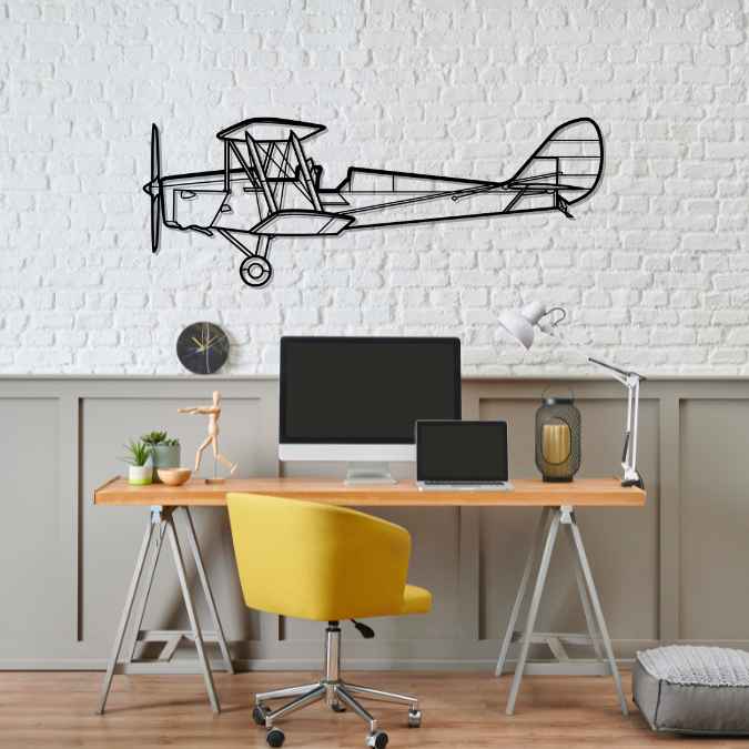 DH.82 Tiger Moth Silhouette Metal Wall Art