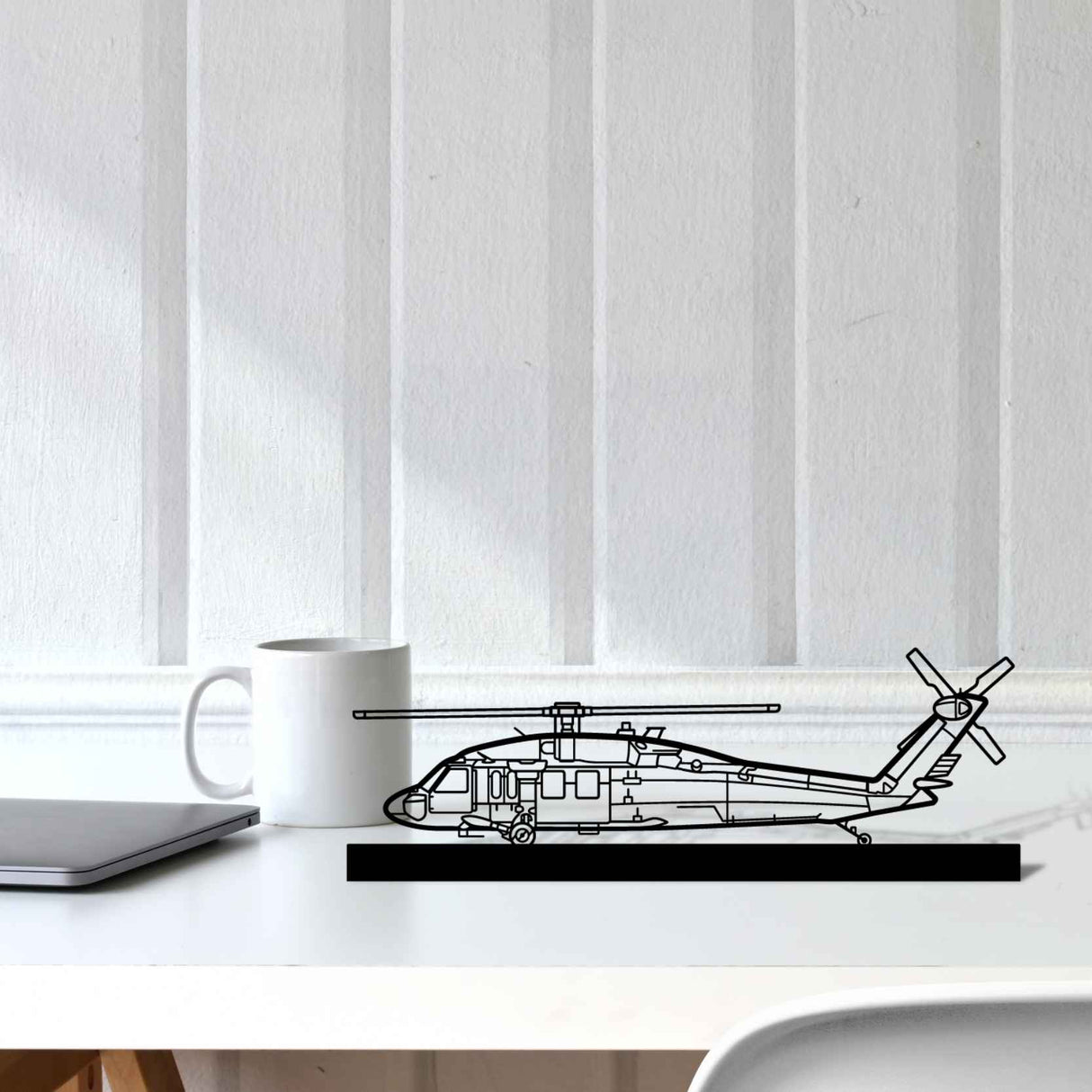 UH-60 Black Hawk Silhouette Metal Art Stand