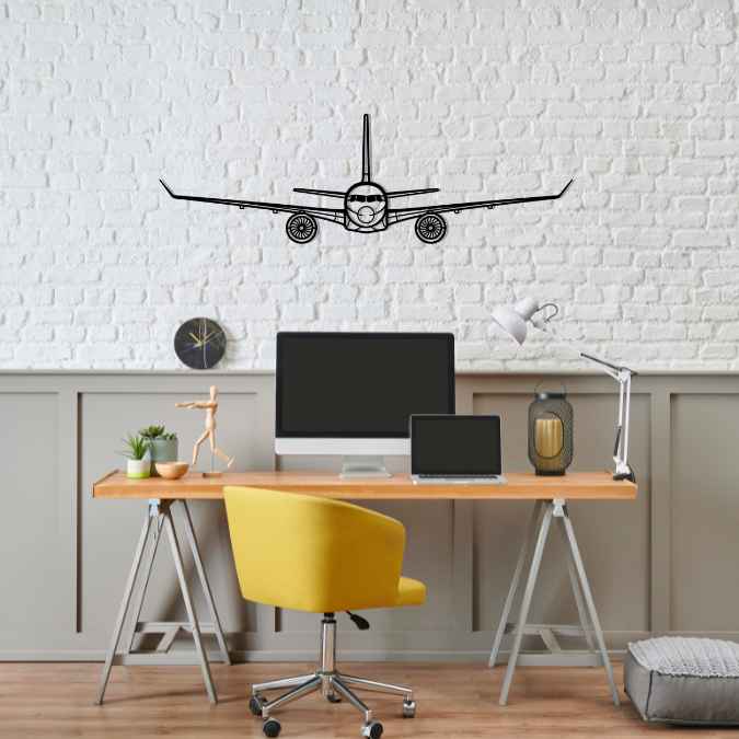 A220-300 Front Silhouette Metal Wall Art