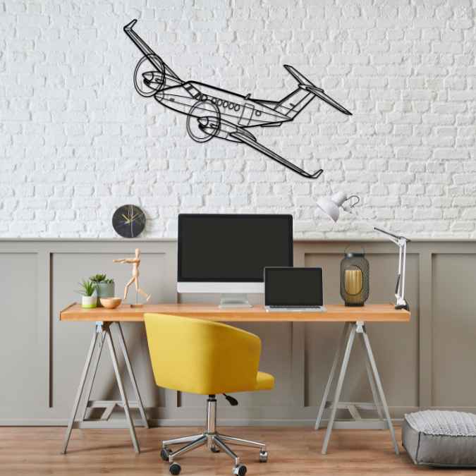 King Air 300 Angle Silhouette Metal Wall Art