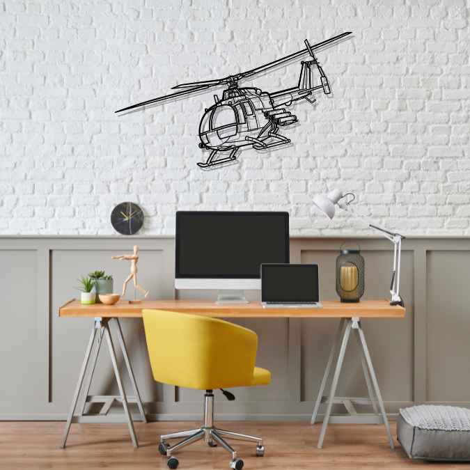 BO 105 PAH A1 Angle Silhouette Metal Wall Art